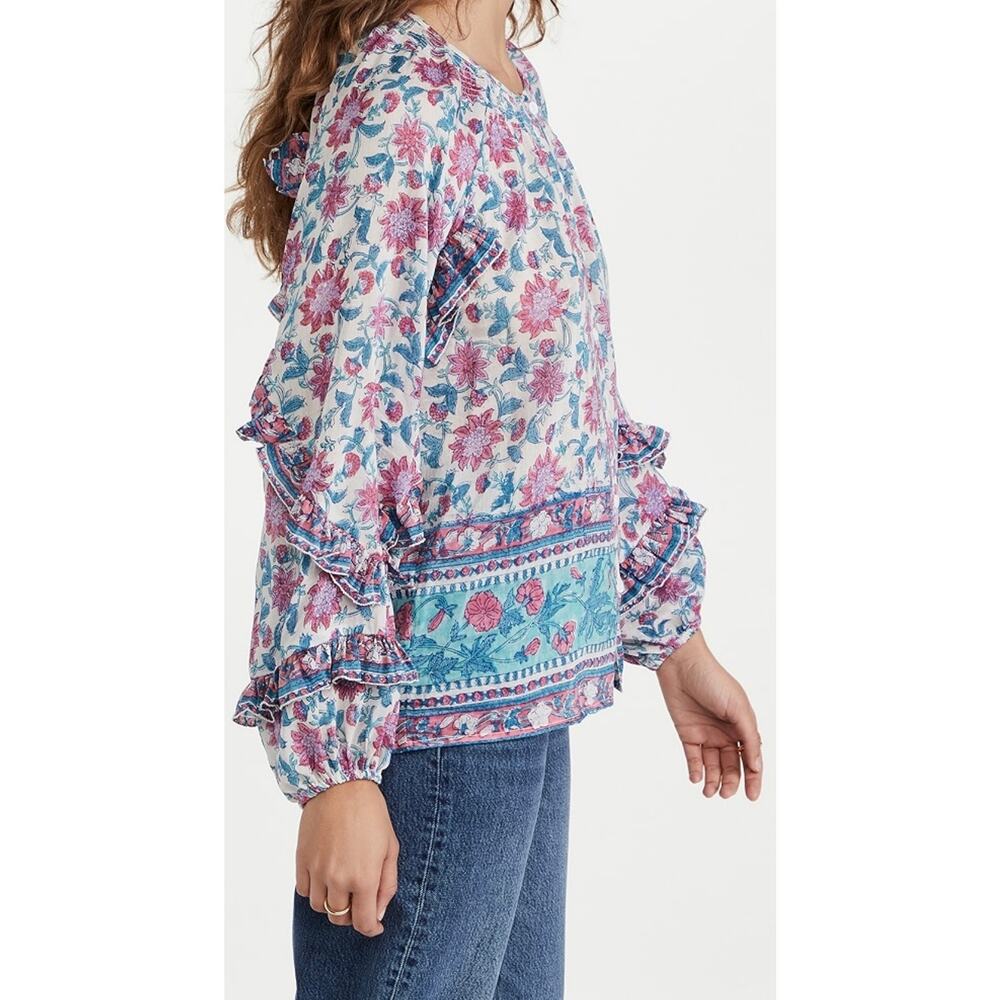 Alicia Bell Callie Blouse Floral Silk Cotton Ruffle Size Small NEW